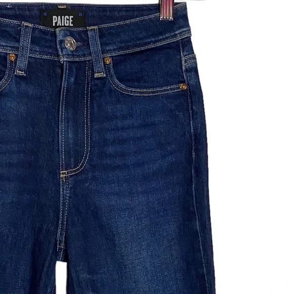 Paige Margot Skinny Jeans Denim High Rise Skinny Leg Dark Blue Wash 24 - Picture 8 of 16